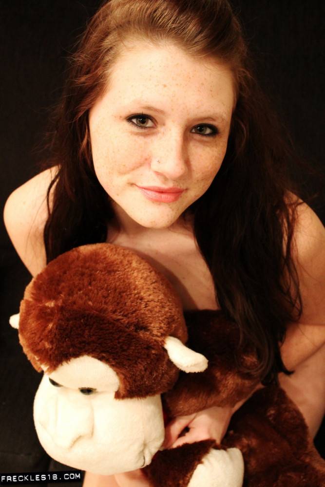 Brunette Lass Naked Freckles Is A Cute Babe With A Nice Ass With Lacy Panties And A Monkey - #4