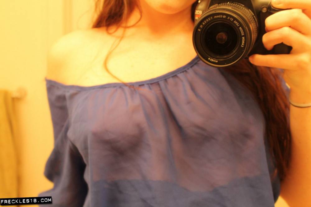 Freckles Takes Photos Of Herself In The Mirror And We See Her Boobs Through Her Shirt - #9