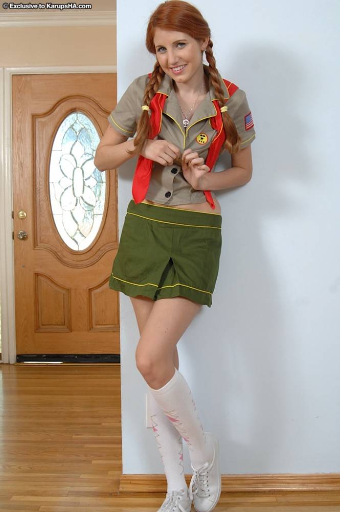 Pigtailed Red-haired Scout Girl Rita Lovely Takes Off Her Uniform And White Panties - #7