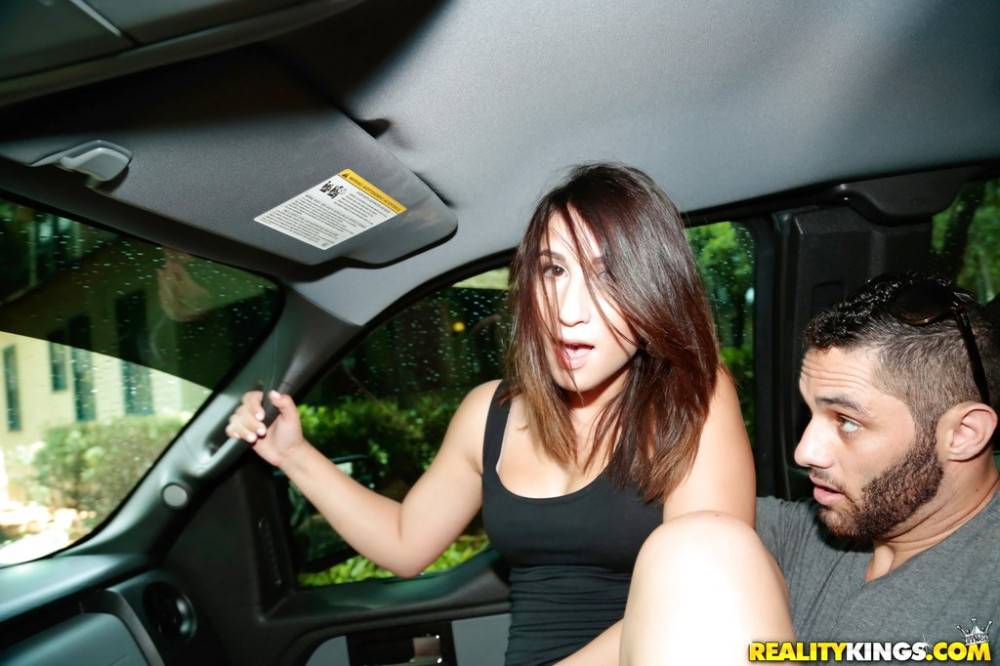 Shapely latin youthful Victoria Roxx drilled in her shaved pussy after hot blowjob in vehicle - #12