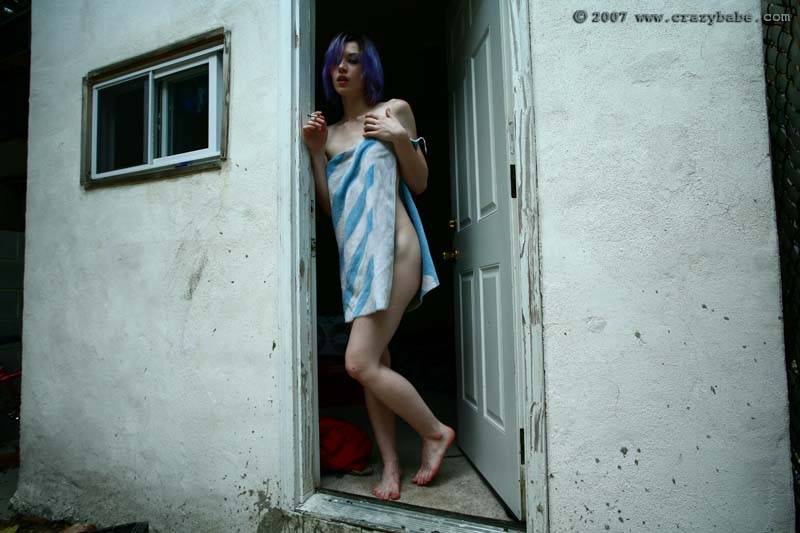 Blue Haired Suicide Girl Stoya Appears In Her Birthday Suit On The Streets - #1