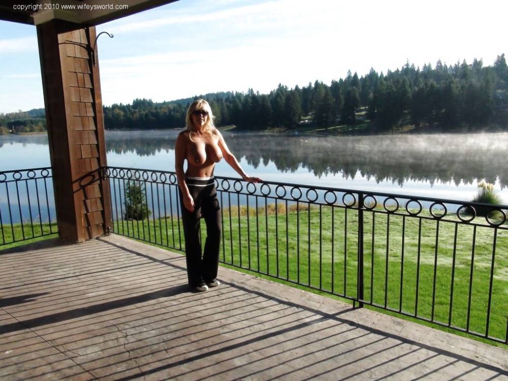 Hot american wife Sandra Otterson exposing big titties and hot ass outside - #11