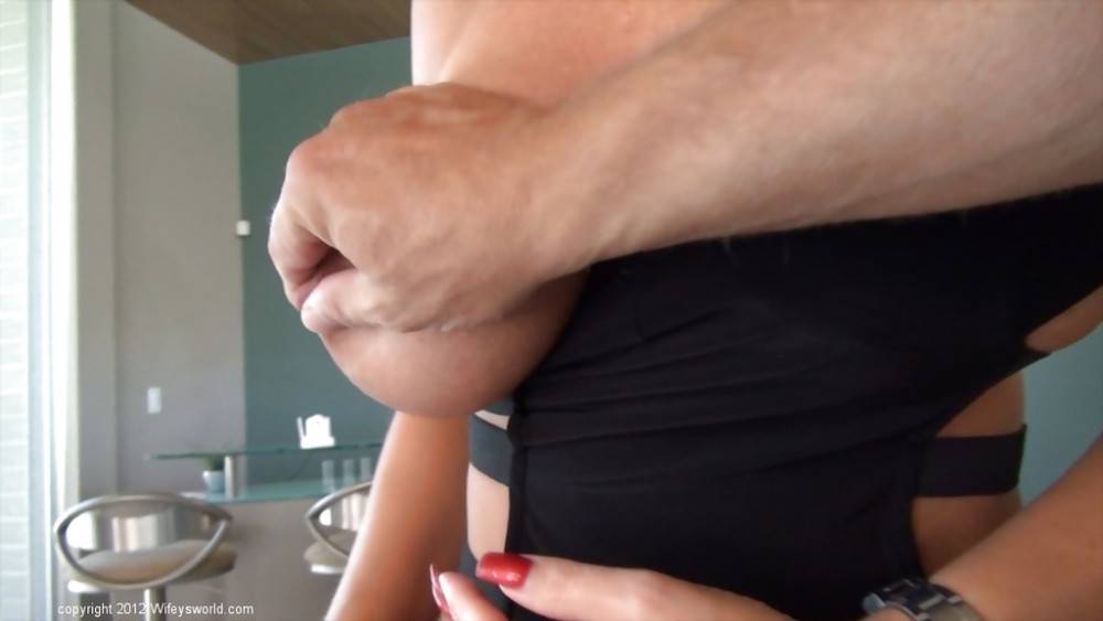 Sultry american blond wife Sandra Otterson showing big hooters and spreading her legs - #18