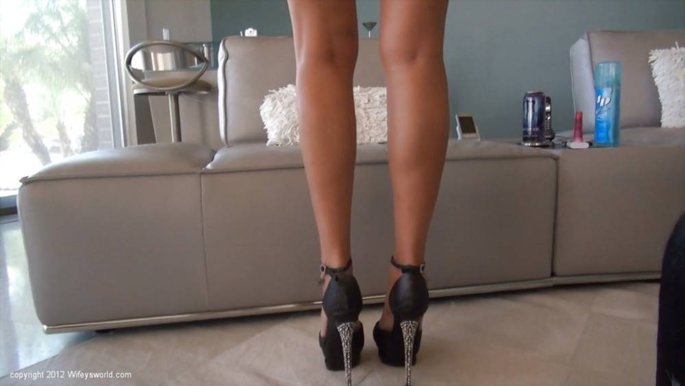 Sultry american blond wife Sandra Otterson showing big hooters and spreading her legs - #15