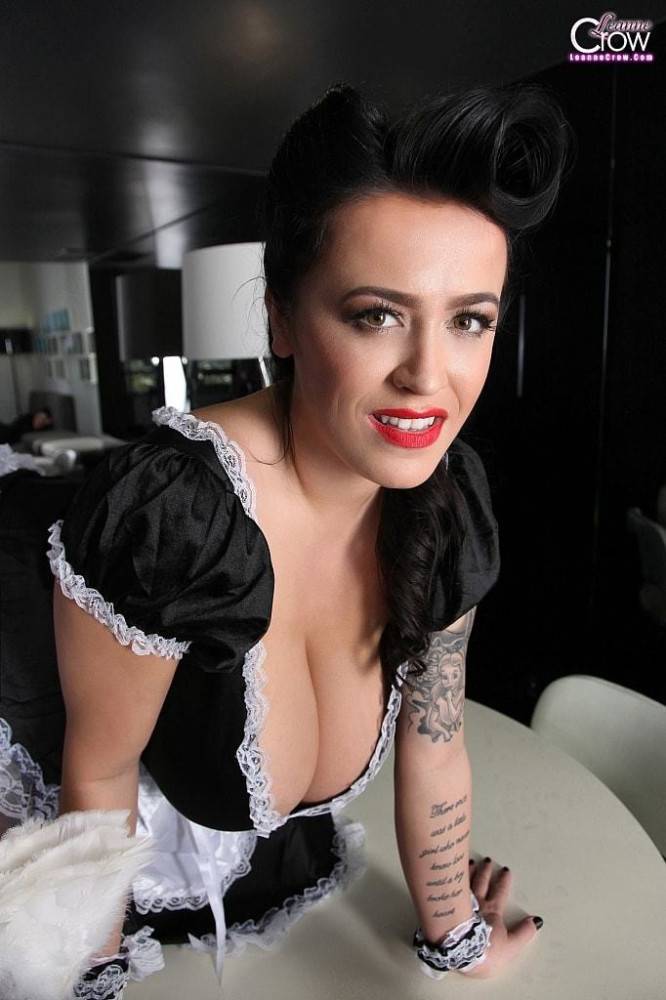 Plump brittish dark hair bombshell Leanne Crow in sexy posing on camera - #6