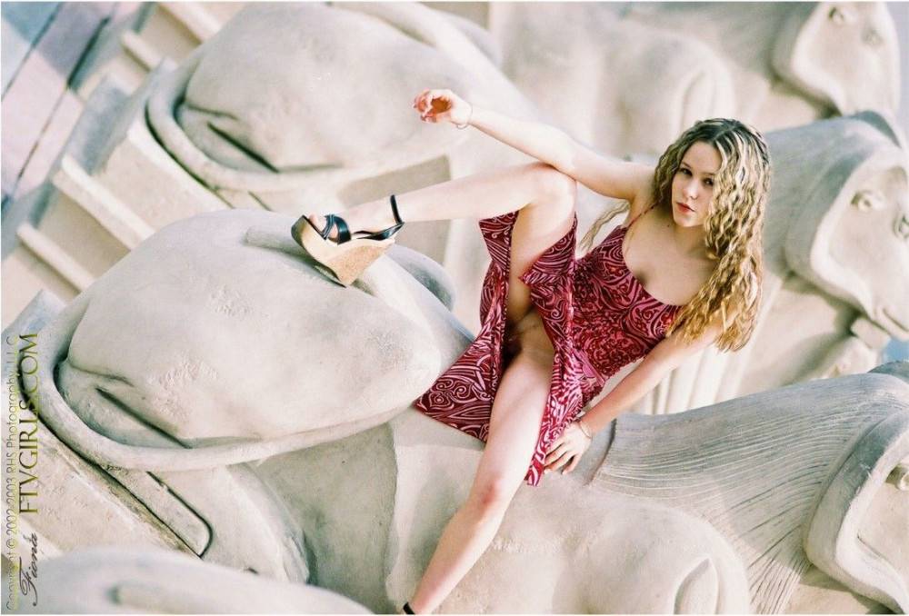 Cute Teen Fiona Luv In Stylish Long Dress And Sandals Flashes Her Neat Slit While Posing. - #4