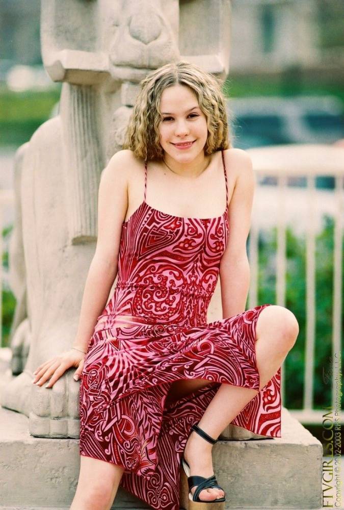 Cute Teen Fiona Luv In Stylish Long Dress And Sandals Flashes Her Neat Slit While Posing. - #2