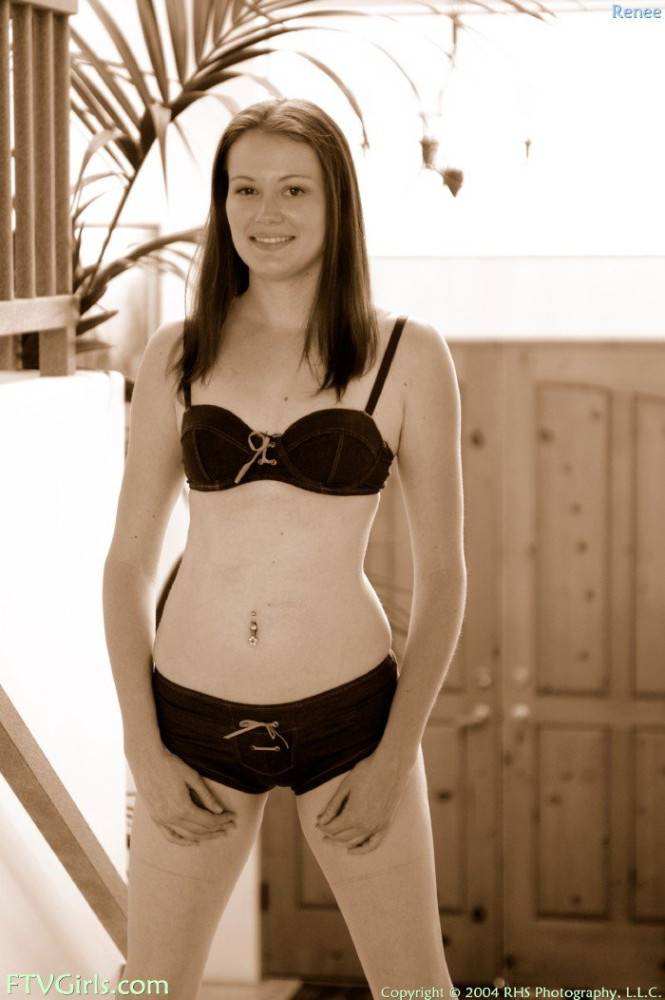 Bratty Redhead Renee In Black Dress And Stockings Stands In Doggy To Show Her Splits. - #16