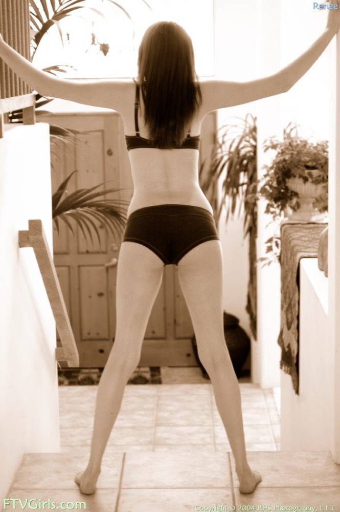 Bratty Redhead Renee In Black Dress And Stockings Stands In Doggy To Show Her Splits. - #17