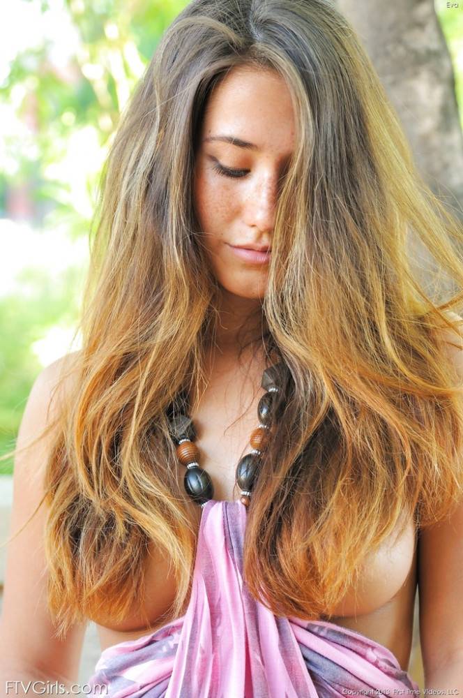 Sexy american cutie Eva Lovia showing big titties and pussy outdoor - #10