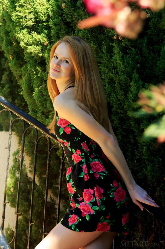 Luscious byelorussiann redheaded young Alice May unveils tiny tits and spreads her legs outdoor - #3