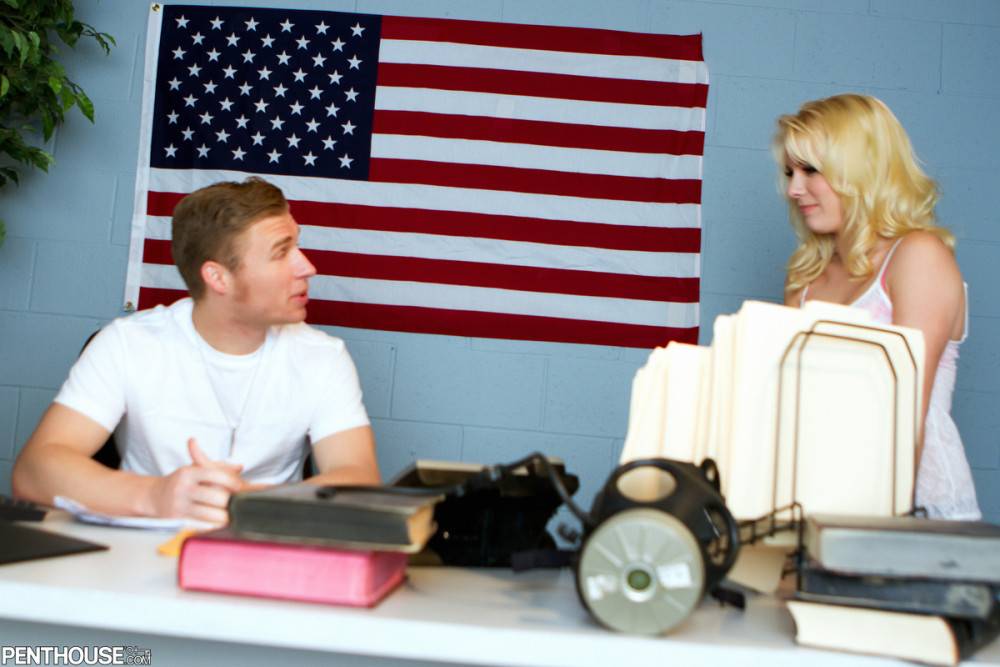 Petite Blonde Teen Kyleigh Ann Prances Into A Major's Office And Works Hardcore For Her Cum Shots. - #9