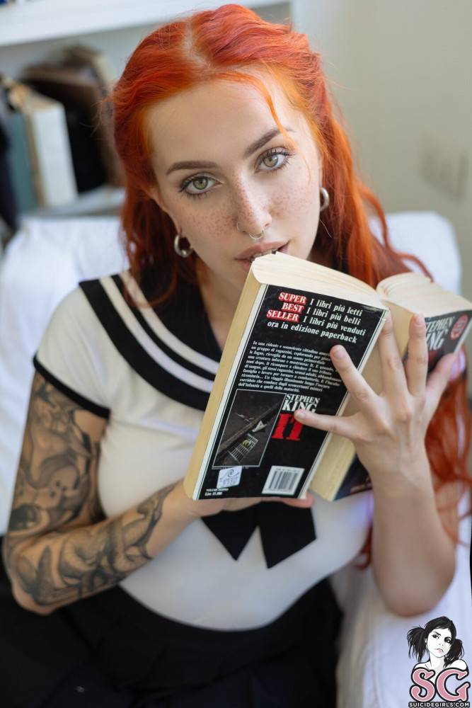 Violetlatte in Red Reading by Suicide Girls - #3