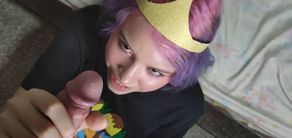 Bumblegum princess sucks your cock and gag with your cum - #5