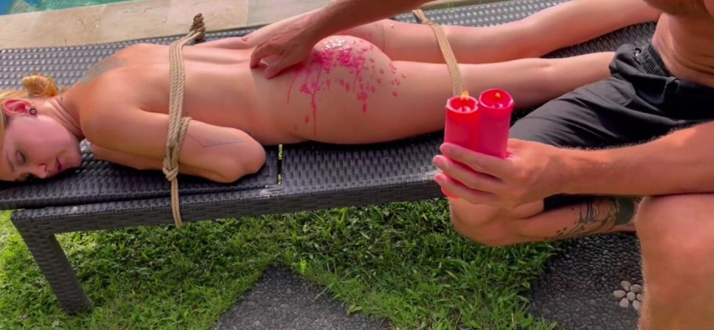 TIED NAKED GIRL WAX PLAY IN BONDAGE - #3