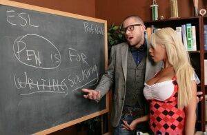 Slutty schoolgirl with big tits Bridgette B gets porked in the classroom on picsofsex.com