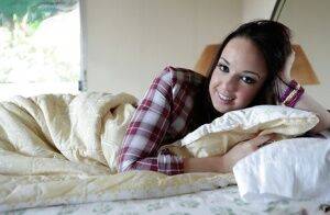 Brunette teenage cutie Jade Ivy uncovering her tiny curves on picsofsex.com