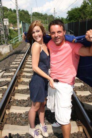 Horny teen and her boyfriend have sex beside train tracks on picsofsex.com