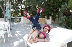 Busty alternative girl Anna Bell Peaks flashing pierced nipples in public on picsofsex.com