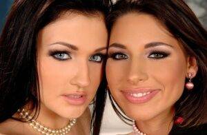 Brunette lesbians Zafira & Aletta Ocean pleasure each other with a sex toy on picsofsex.com