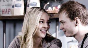 Young blonde Lily Larimar has sex with a guy while they're working in cafe on picsofsex.com