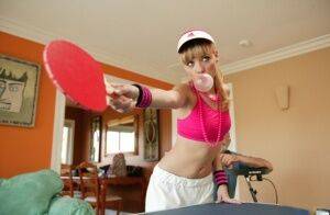 Young blonde Nicole Ray fucks a really old guy after losing ping pong game on picsofsex.com