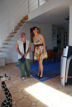 Tall woman fucks her new toy boy attired in backseam nylons and heels on picsofsex.com