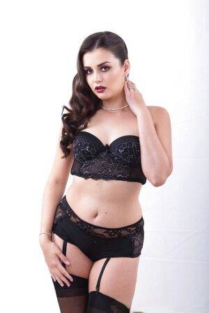 Gorgeous brunette babe Allie Haze striking hot solo poses in lingerie on picsofsex.com