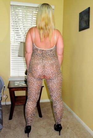 Amateur BBW Dee Siren sucks and fucks black cocks in a crotchless bodystocking on picsofsex.com