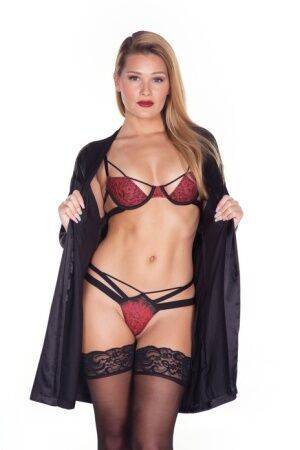 Tall blonde Abby Cross doffs a robes and pretties to pose nude in stockings on picsofsex.com