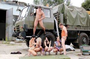 Lascivious ladies getting pissed and nailed hardcore outdoor on picsofsex.com