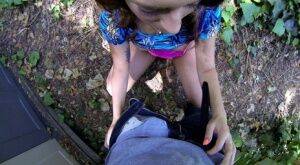 Close up blowjob from a superb teen Sasha Summers outdoors on picsofsex.com