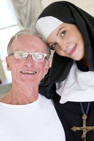 Dirty old man takes a young nun's virginity without any shame at all on picsofsex.com