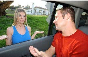 Stacked teen Anita Blue gets picked up and gives a blowjob in the car on picsofsex.com