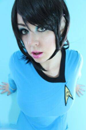 Cosplay chick Kayla Kiss gives a busty Star Trek performance with pasties on picsofsex.com