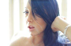 Cumshot scene features brunette girlfriend Sabrina Banks and her bf on picsofsex.com