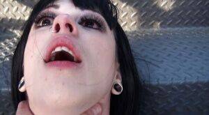 Close up view of pierced babe Larkin Love getting screwed by a pecker on picsofsex.com