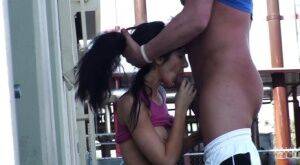 Outdoor sex with hardcore dick-swallowing brunette Diana Prince on picsofsex.com