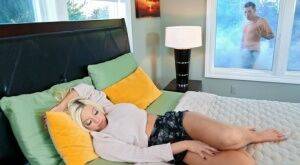 Sleeping blonde Brittany Amber engages in hardcore sex with a Peeping Tom on picsofsex.com