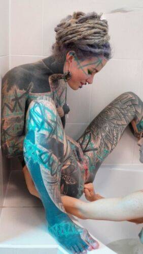 PHOTOSET double ANAL FISTING bath HUGE anal GAPES female orgasm, tattoo on picsofsex.com