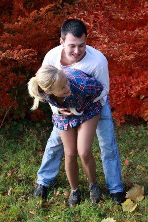 Young blonde Marry Queen and her boyfriend had sex inside a rustic cabin on picsofsex.com