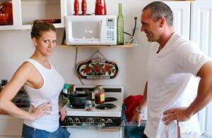 Busty MILF Eve Laurence partakes in hardcore sex while in her kitchen on picsofsex.com