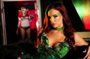 Hot redhead Jayden Cole partakes in breath play with Harley Quinn on picsofsex.com