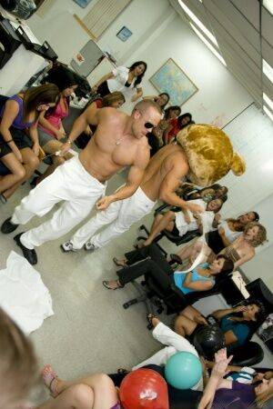 Office party gone wild with busty clothed ladies doing blowjobs on picsofsex.com