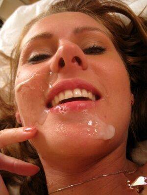 Pretty check female Zuzana Z shows her cum covered face and tongue on picsofsex.com