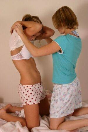 Young amateur Karen & Amy enjoy undressing each other & kissing in underwear on picsofsex.com