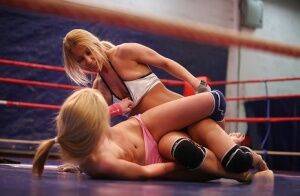 Nikky Thorne & Nataly Von clashing in the ring for lesbian catfight on picsofsex.com