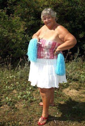 Fat British nan Grandma Libby strips down to her sandals while in the outdoors - Britain on picsofsex.com