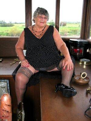 Fat British nan Grandma Libby masturbates in stockings while on board a boat - Britain on picsofsex.com