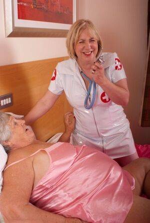 Fat old woman Grandma Libby has lesbian sex with a mature nurse on picsofsex.com